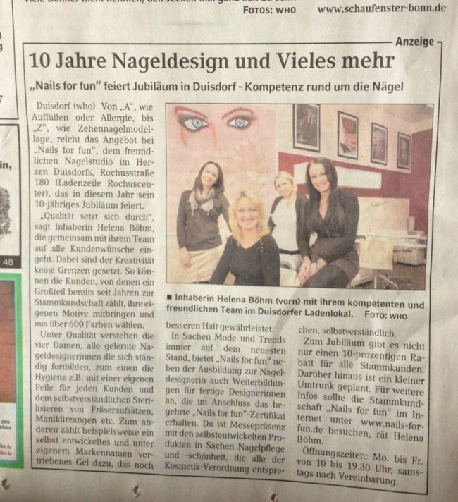 Schaufenster Artikel Nails for fun